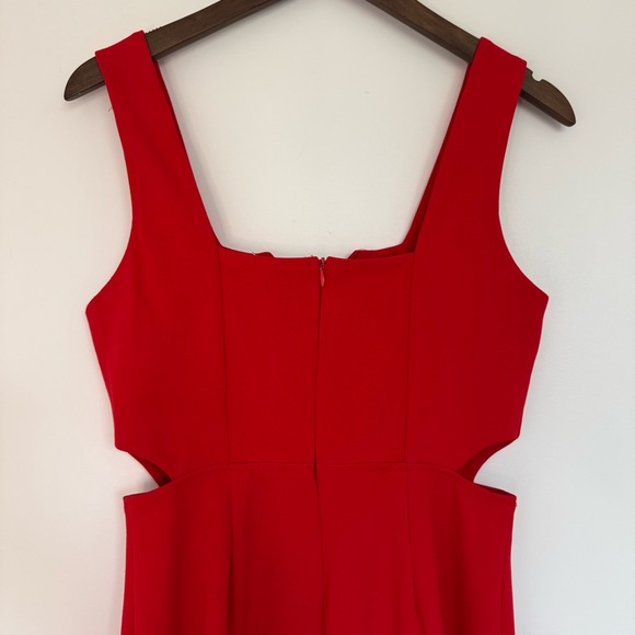 Small Red Adelyn Rae Vibrant Red Midi Blair Cut Out Ponte Sheath Zip Up Dress - Picture 14 of 14